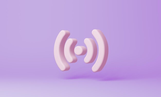 Minimal signal symbol on purple background 3d rendering