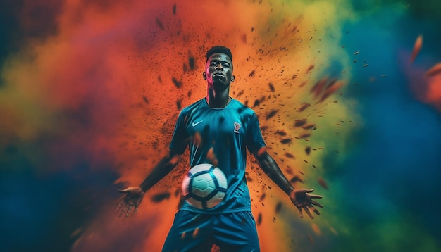 Минимальная футбольная тематическая фотосессия с творческой спортивной концепцией Стильная футбольная концептуальная фотография