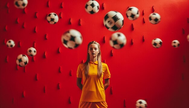 Minimal soccer theme photoshoot with creative sports concept stylish football concept photography