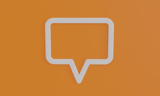 Minimal speak bubble symbol on orange background 3d
illustration