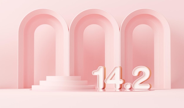 Minimal stage with podium and pastel background Concept for valentines day couple day 3d render