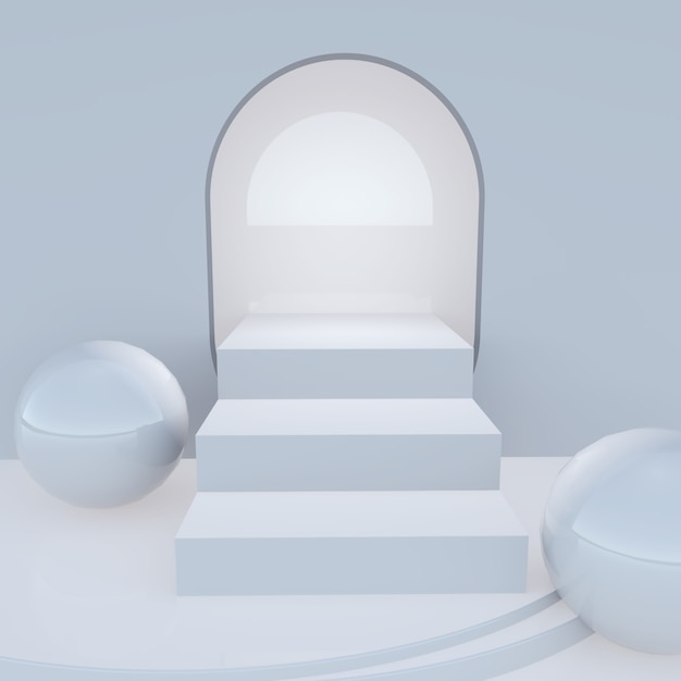 Minimal stairway scene for product display, 3D rendering