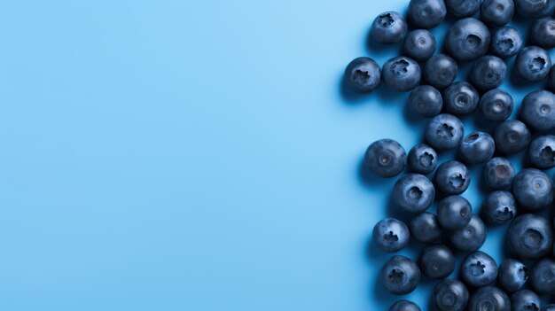 Minimal style of blueberries on a blue background ai generated