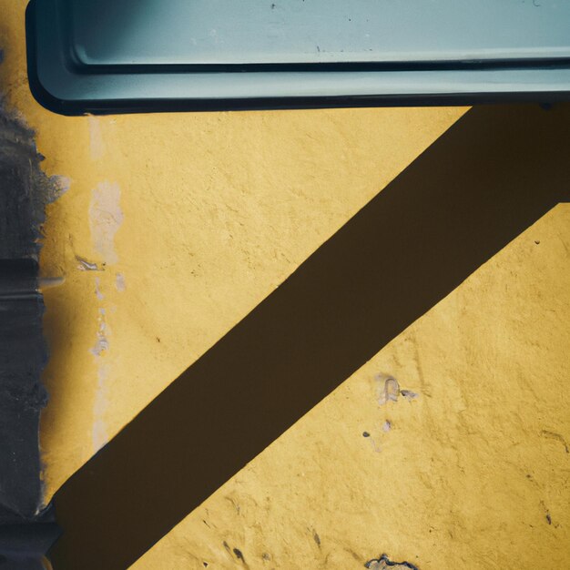 Foto esterno di un edificio colorato in stile minimale con sfondo azzurro pavimento vuoto con superficie dell'acqua bac