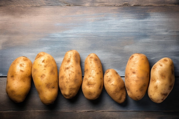 Minimal Style Potatoes on Rustic Wooden Background AI Generated