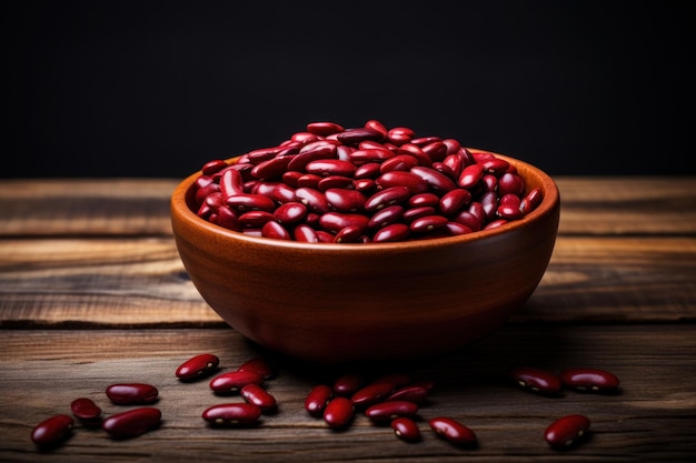 Minimal Style Red Beans in Bowl on Rustic Background AI Generated