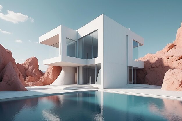 Foto minimal e surreale architettura rendering 3d