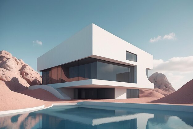 Minimal and Surreal Architecture 3d render