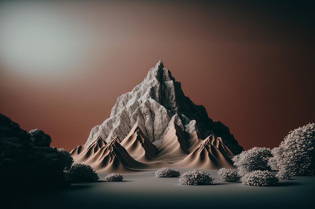 Minimal surreal mountain landscape Background for branding Illustration AI Generative