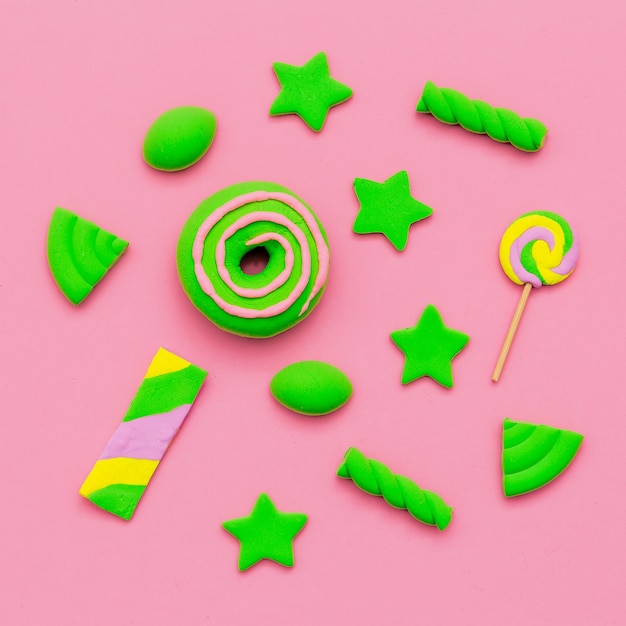 Minimal Sweet Mood.  Candy Flatlay art.