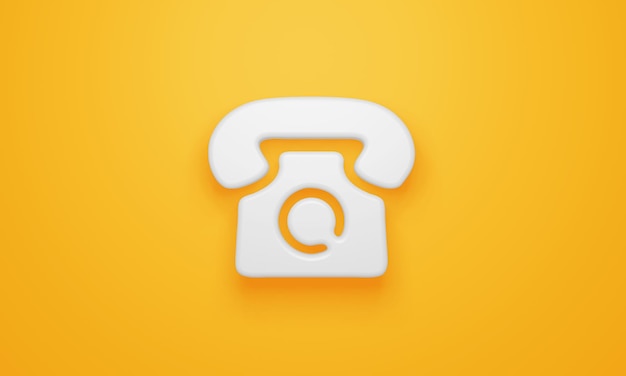 Minimal telephone symbol on yellow background 3d rendering