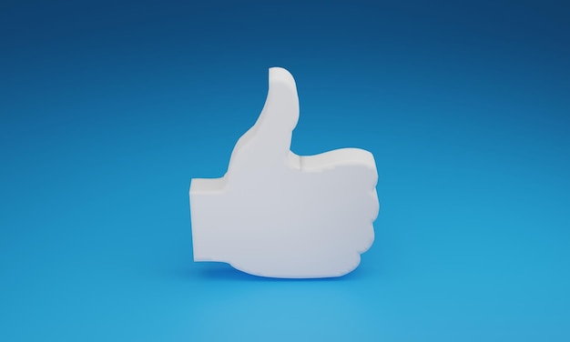 Minimal thumbs up like symbol on blue background 3D illustration