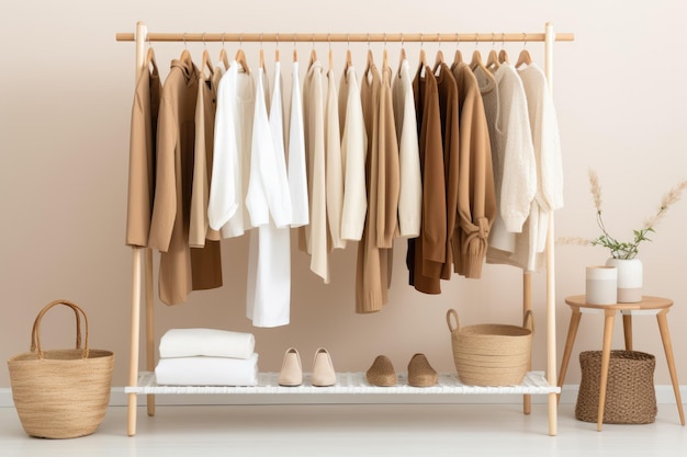 minimal trendy capsule wardrobe in natural colors for cold weather autumn and winter fashion