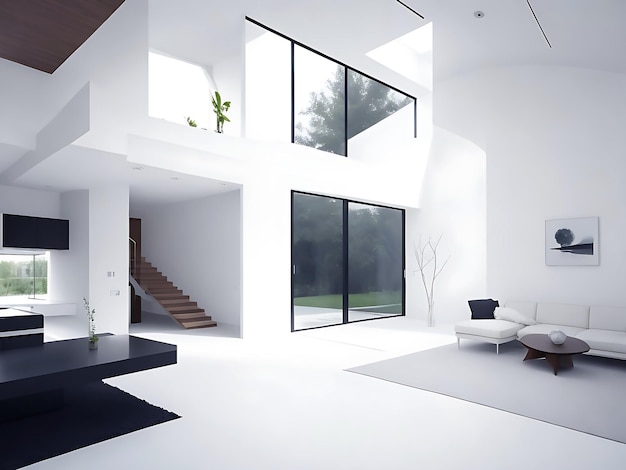 Minimal type 3d clean white color room with the furniture