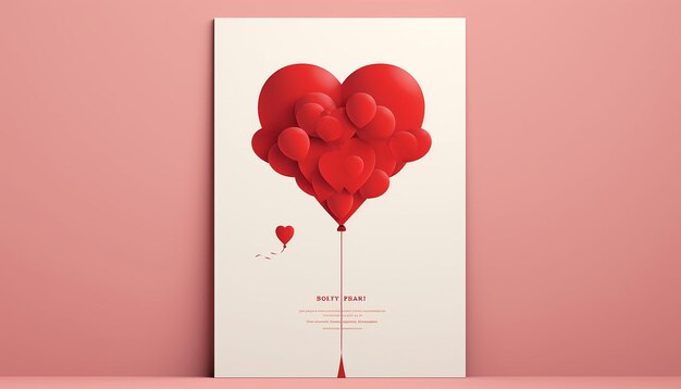 Minimal valentines day poster design generated by artificial intelligence