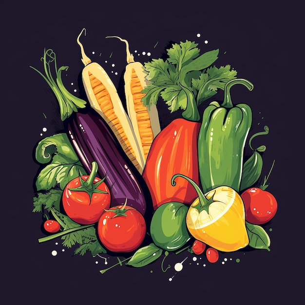 Минимальная векторная иллюстрация кредитных овощей