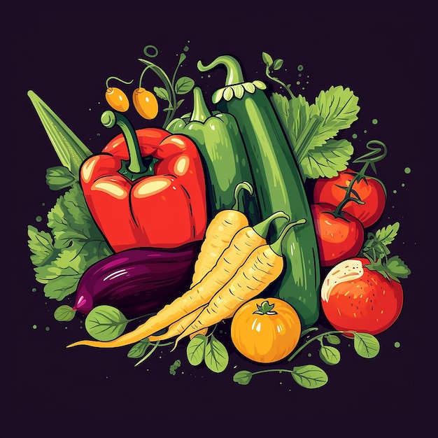 Минимальная векторная иллюстрация кредитных овощей