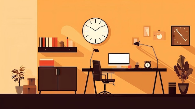 Minimal vector illustration working office flat design brown