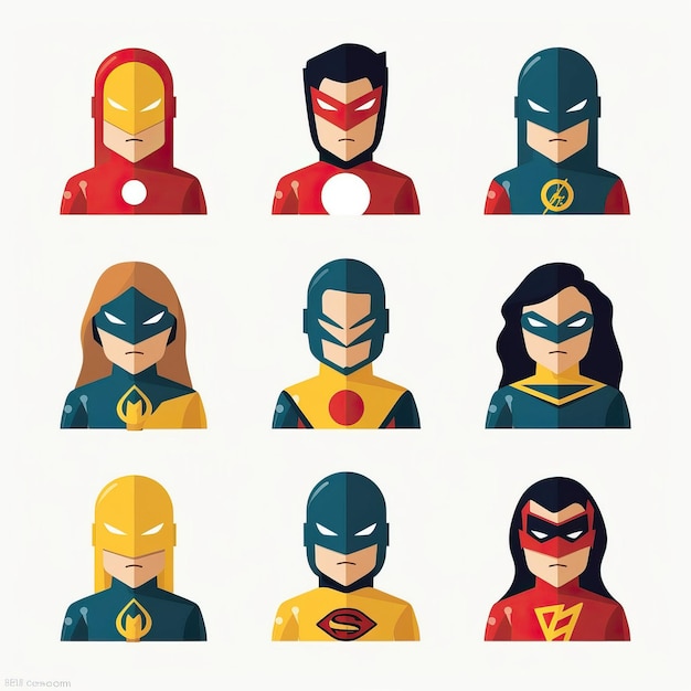 Photo minimal vector superheroes on white background