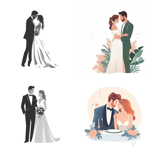 Photo minimal vector wedding speech on white background