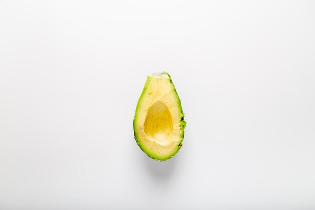 Minimal view of half an avocado