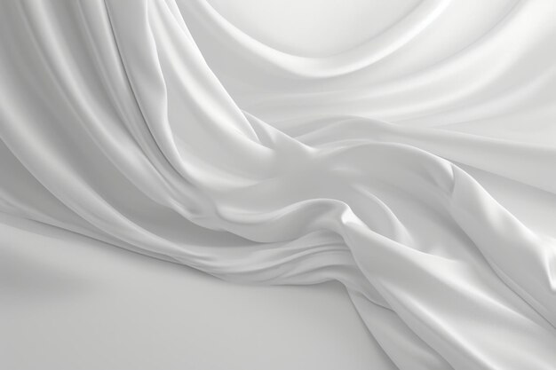 Minimal white background with flowing satin waves for product or text design