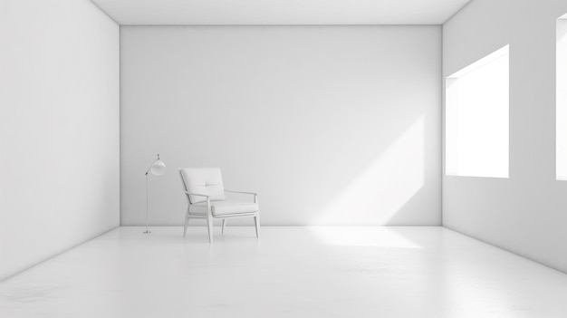 Фото Минимальный белый фон с интерьером домашнего декора белая комната с чистым светлым фоном современный