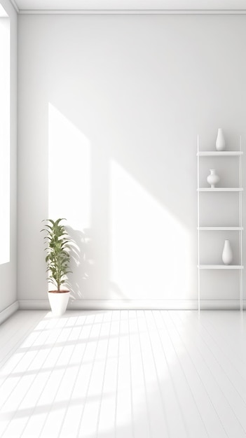 Фото Минимальный белый фон с интерьером домашнего декора белая комната с чистым светлым фоном современный