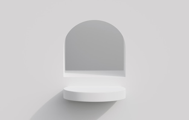 Minimal white circle geometric pedestal podium background products display 3d rendering