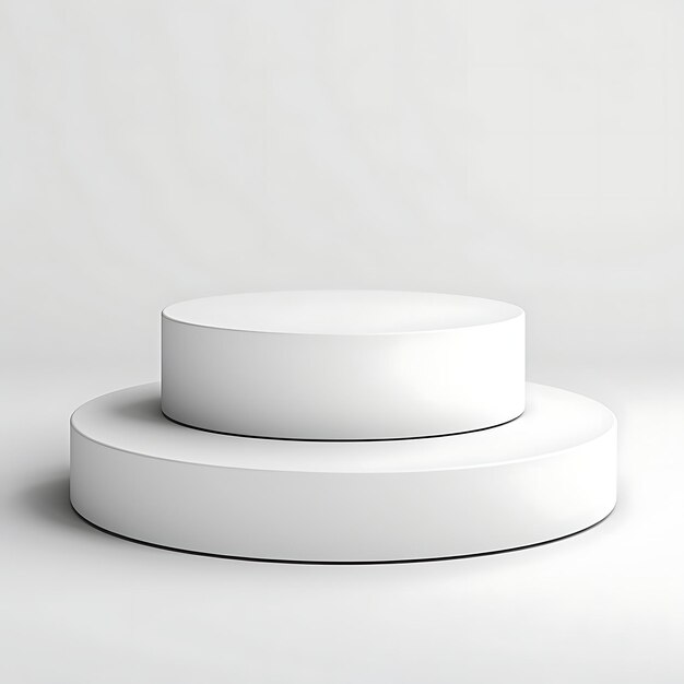 Minimal White Circle Podium Stage on White Studio Background