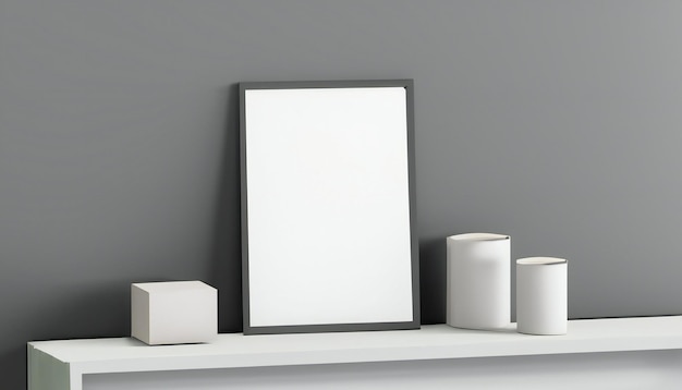 minimal white frame Mockup against a wall