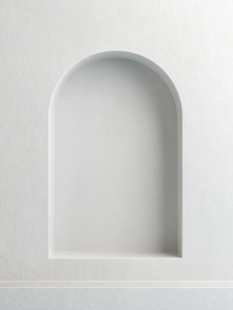 Minimal white plaster podium for product presentation White arch background