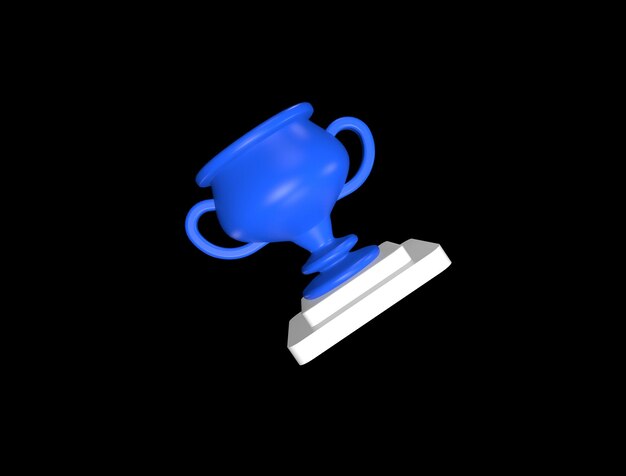 Minimal Winner Trophy Cup and confetti 3d rendering