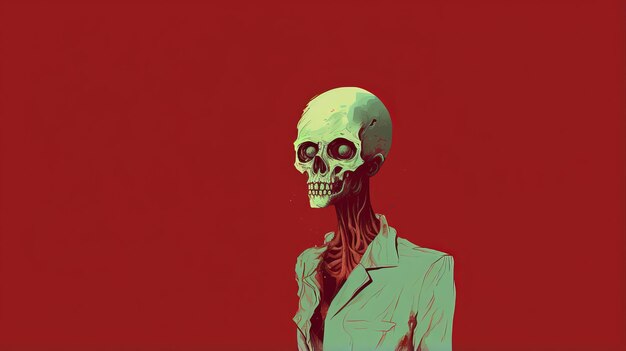 Photo minimal zombie a chilling illustration of a skeleton in a suit