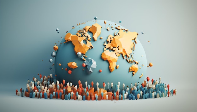 Minimale 3D wereldbevolking dag posterontwerp