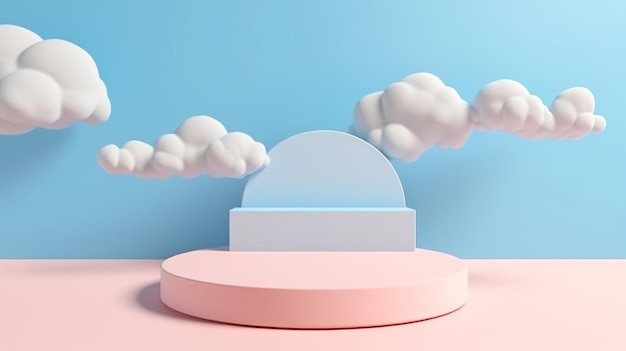 Minimale abstracte achtergrond voor productpresentatie podiumruimte met wolken