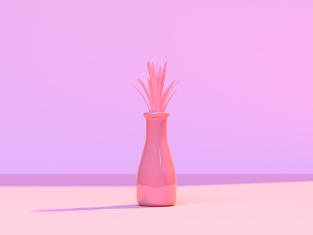 minimale abstracte roze scène vloer muur boom pot / pot 3D-rendering