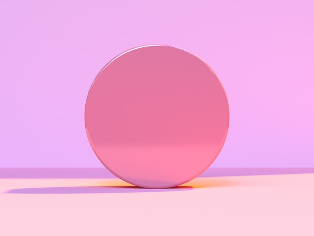 minimale abstracte roze scène vloer muur cirkel vorm 3D-rendering