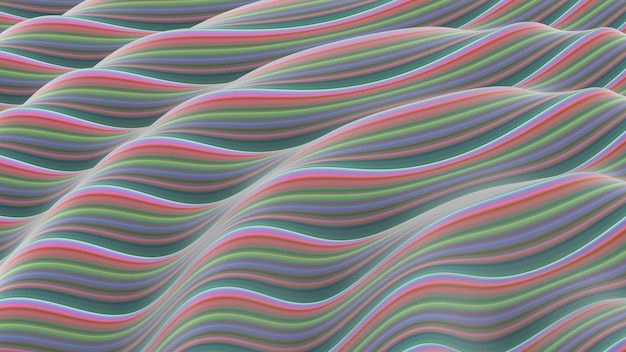 minimale abstracte veelkleurige glazen golven achtergrond 3d render
