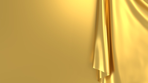 Minimale achtergrond abstracte gouden gouden gordijnstof 3d render