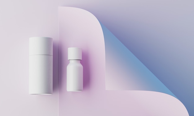 Minimale achtergrond voor cosmetische branding en verpakkingspresentatie. Podium pastelkleuren. 3D illustratie.