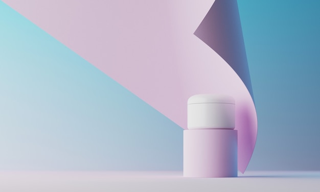 Minimale achtergrond voor cosmetische branding en verpakkingspresentatie. Podium pastelkleuren. 3D illustratie.