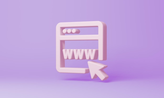 Minimale cursor browser symbool op paarse achtergrond 3D-rendering