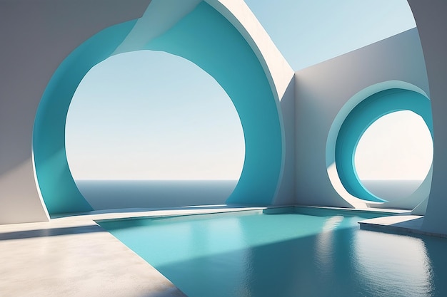 Minimale en surrealistische architectuur 3d render