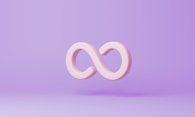 Minimale Infinity symbool op paarse achtergrond. 3D-rendering.