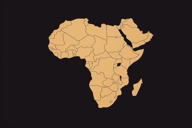 Minimale kaart van Afrika met donkere kleuren