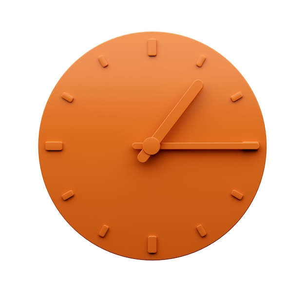 Minimale oranje klok 1 15 kwart over één abstract Minimalistische wandklok of één vijftien