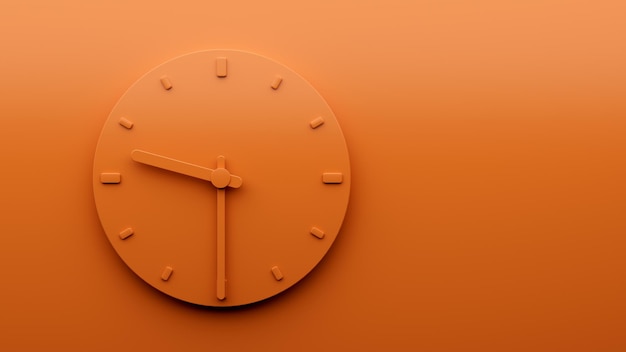 Minimale oranje klok 930 Half negen o39clock abstracte minimalistische wandklok 2130 3d illustratie