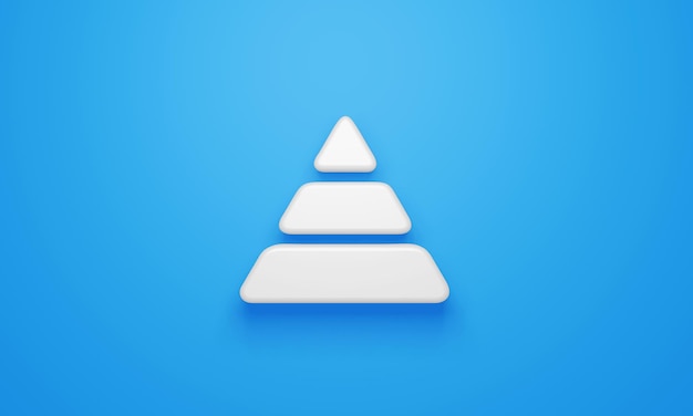 Minimale piramide grafiek symbool op blauwe achtergrond 3D-rendering