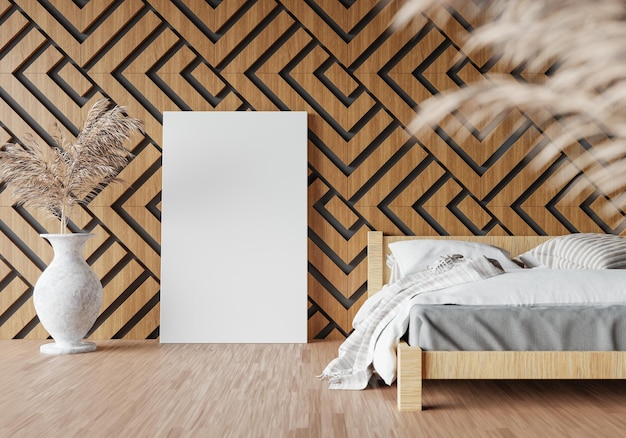 Minimale ruimte en decoratie kopiëren ruimte naadloze houten muur 3D-rendering